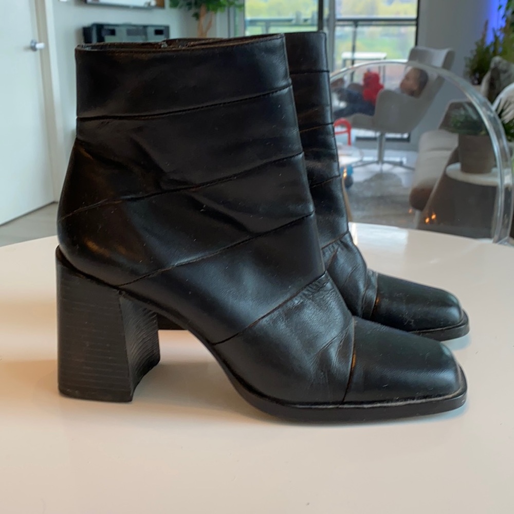 Black leather ankle boots